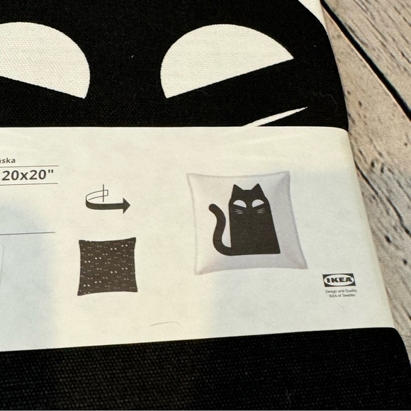 IKEA Set of 2 Halloween Black Cat Pillow Covers - Picture 3 of 3